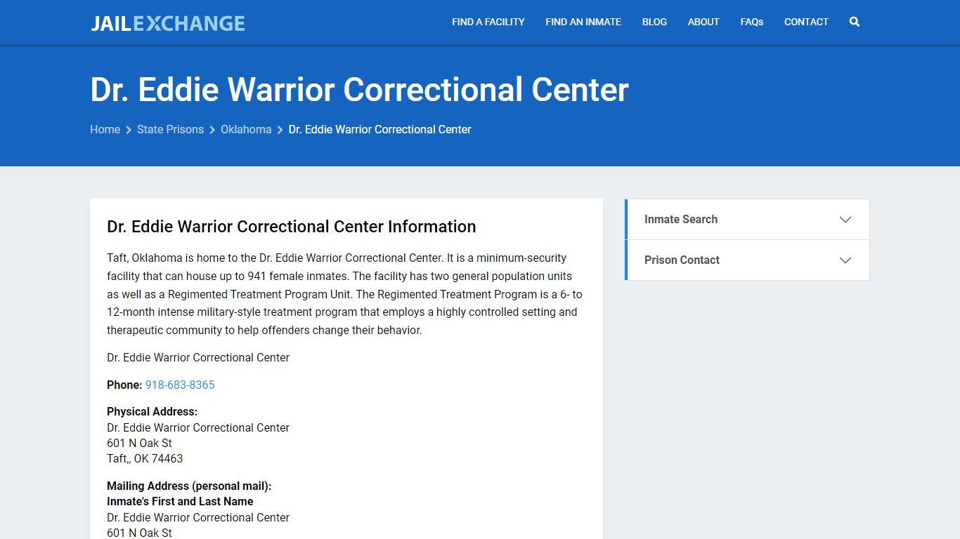 Dr. Eddie Warrior Correctional Center Inmate Search, OK - Jail Exchange